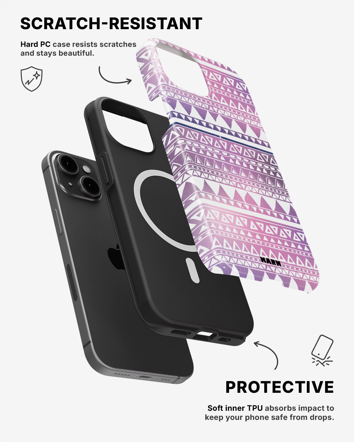 iPhone 12 / iPhone 12 Pro Tough Case – Purple Aztec - View 2