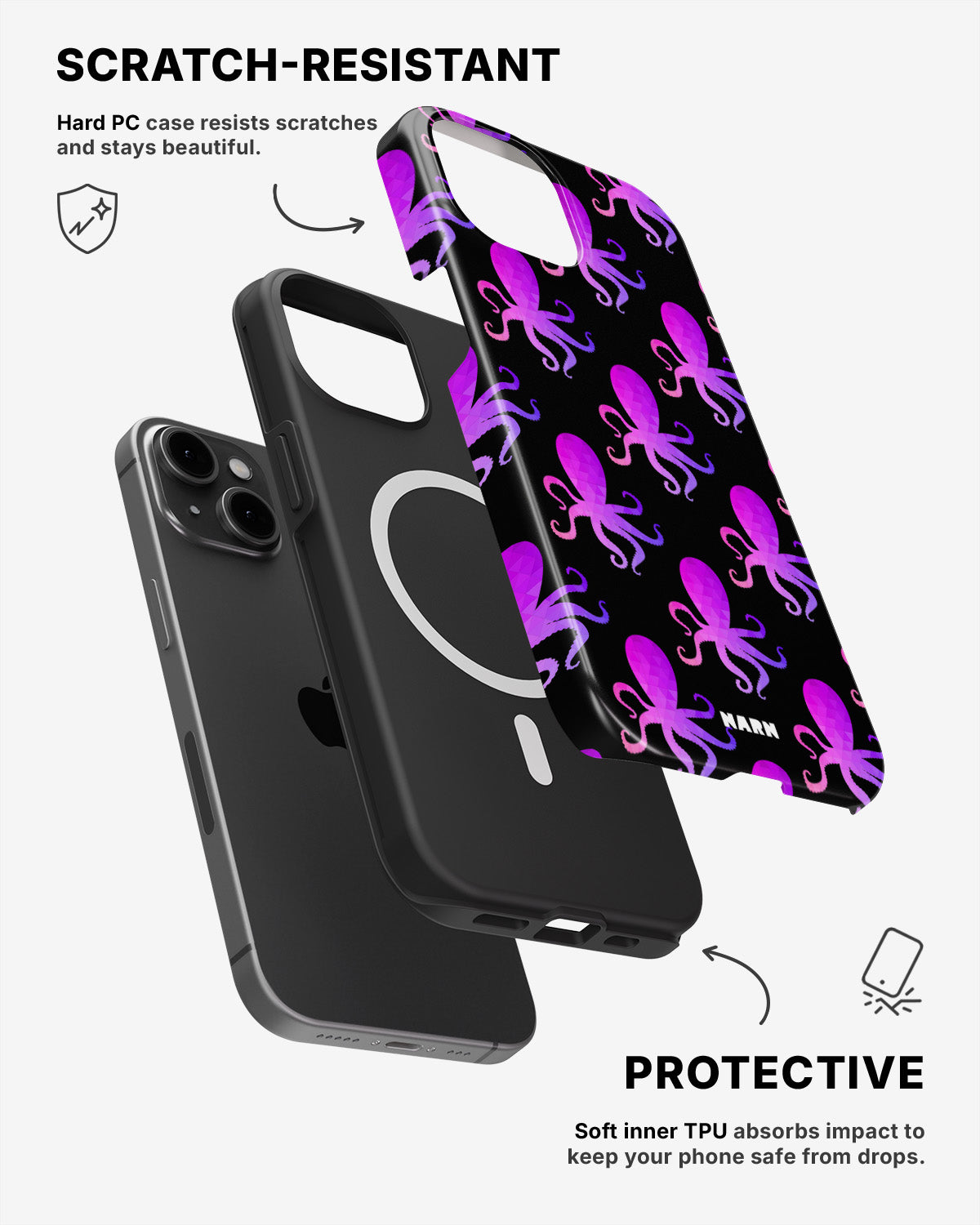 iPhone 12 / iPhone 12 Pro Tough Case – Octopus Pattern - View 2