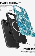 iPhone 12 / iPhone 12 Pro Tough Case – Turquoise Paisley - View 2