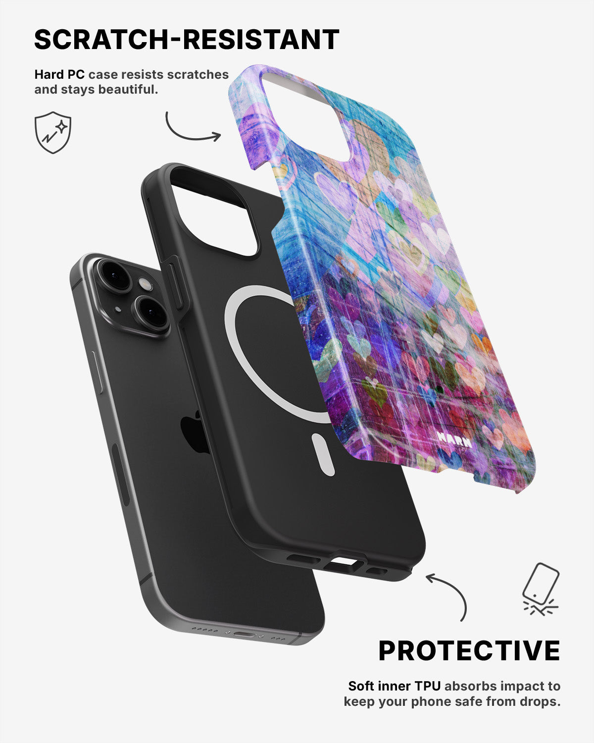 iPhone 12 / iPhone 12 Pro Tough Case – Purple Hearts - View 2