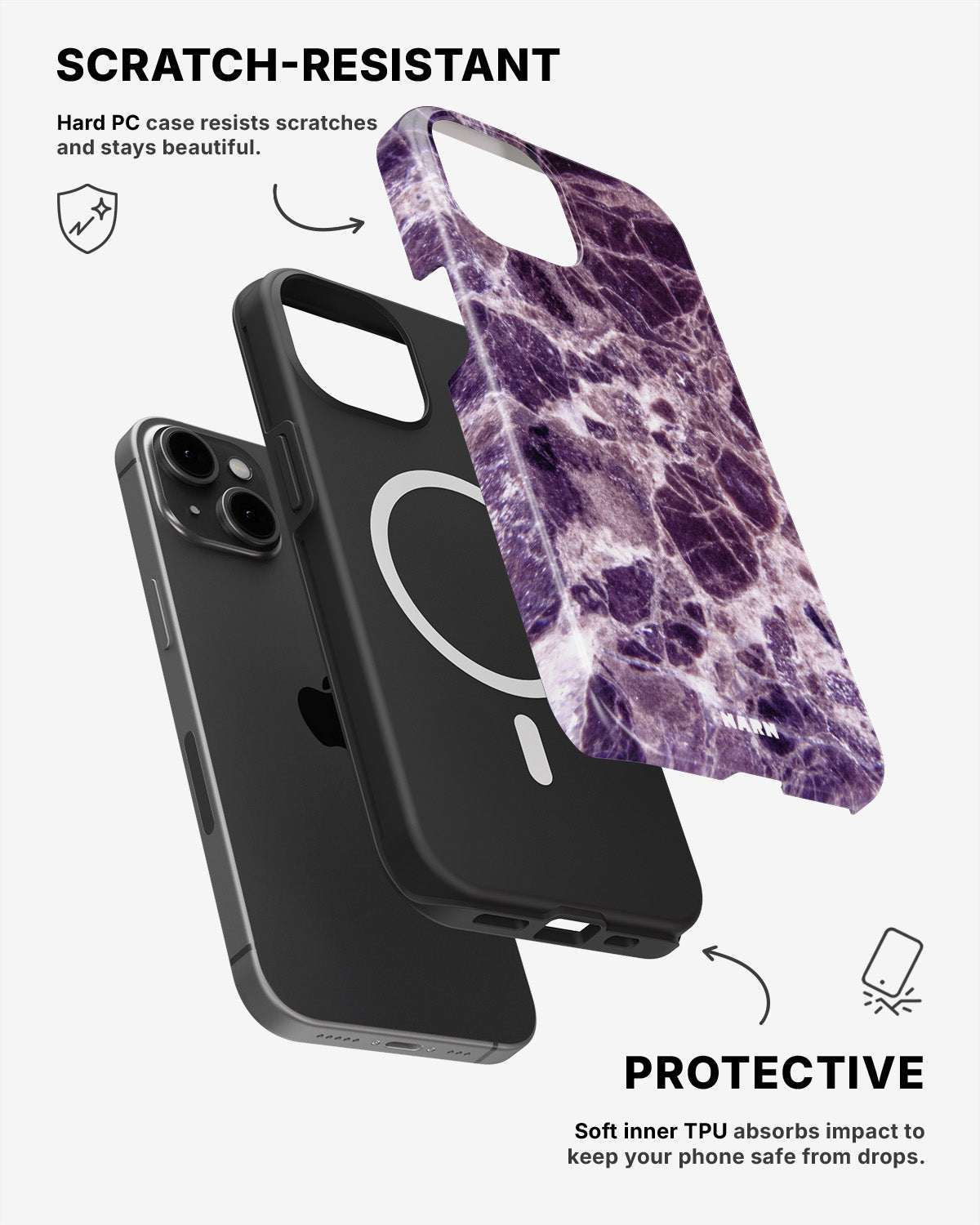 iPhone 12 / iPhone 12 Pro Tough Case – Purple Marble - View 2