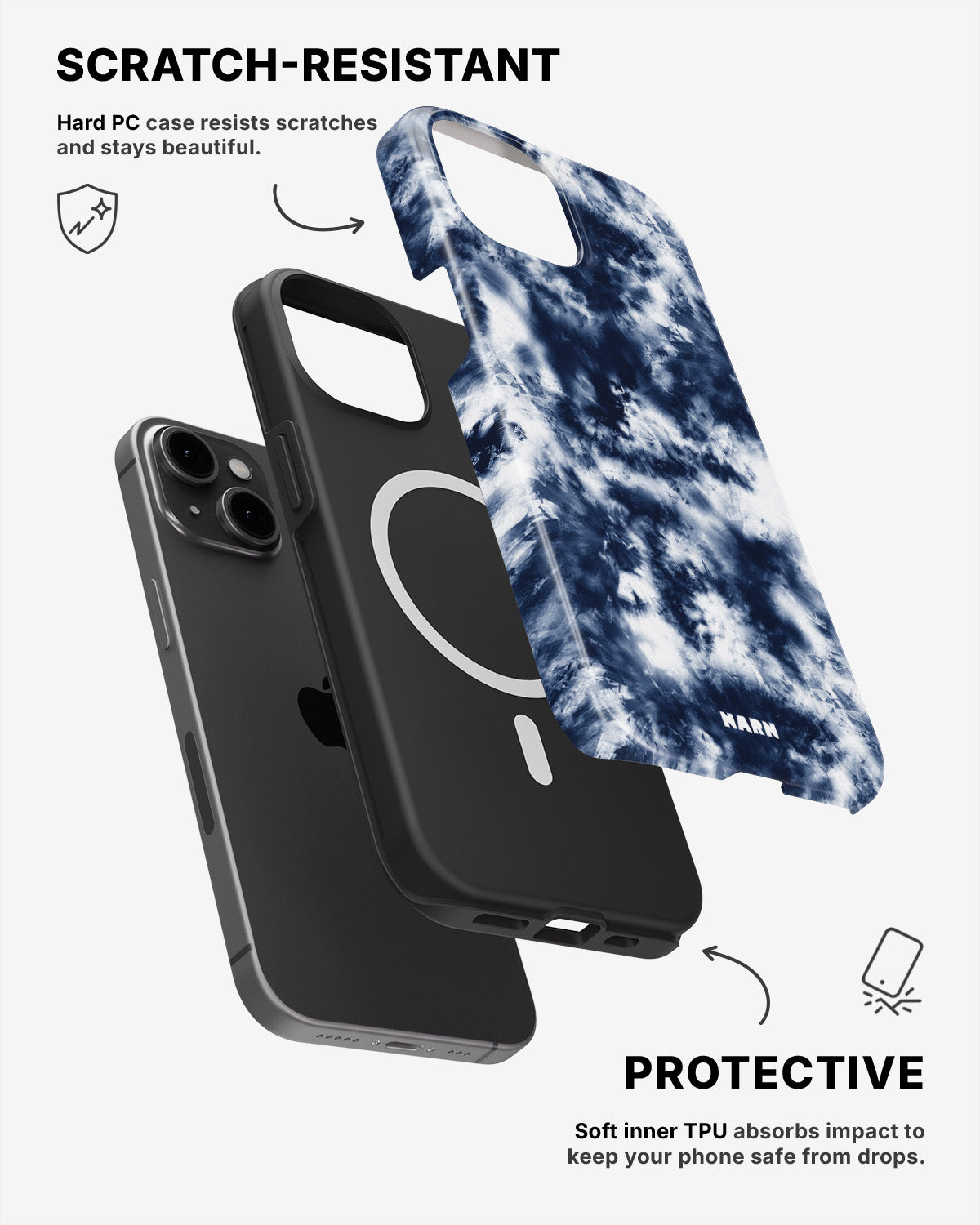 iPhone 12 / iPhone 12 Pro Tough Case – Tie Dye Blue - View 2