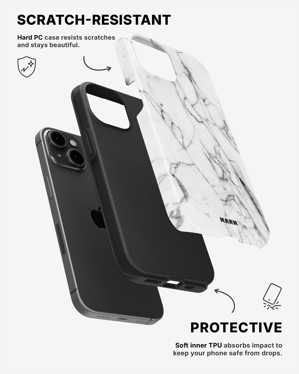 iPhone 12 / iPhone 12 Pro Tough Case – Milky Marble - View 2