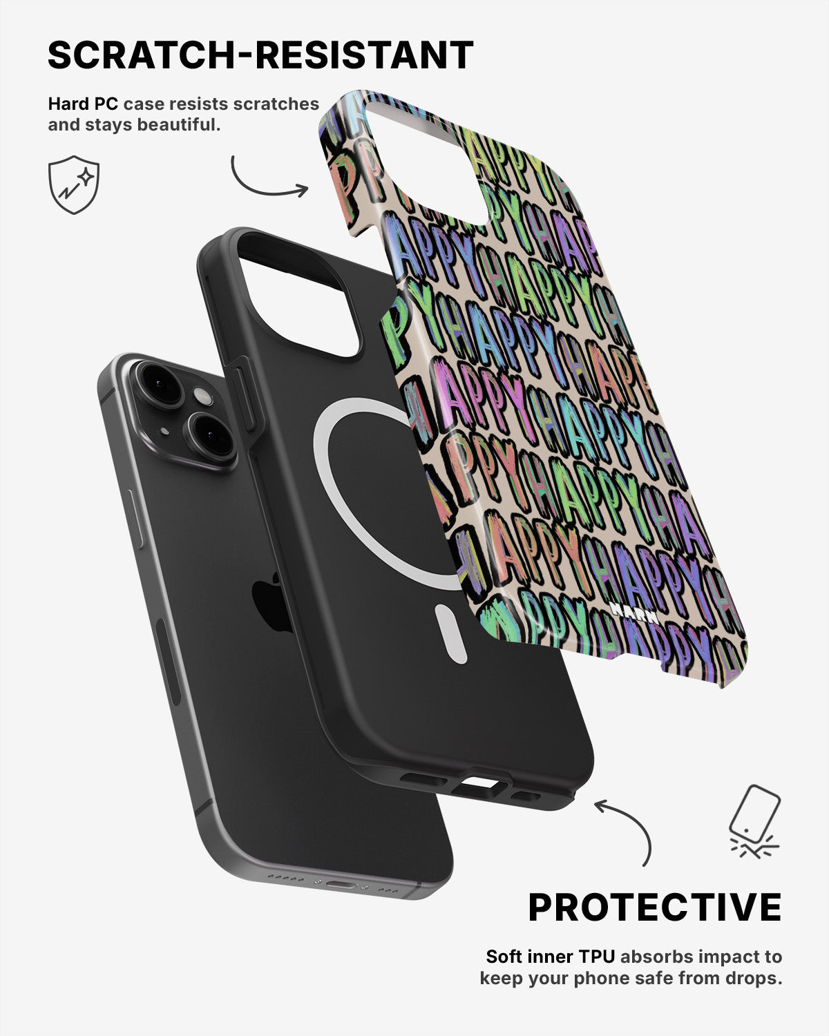 iPhone 12 / iPhone 12 Pro Tough Case – Happy - View 2