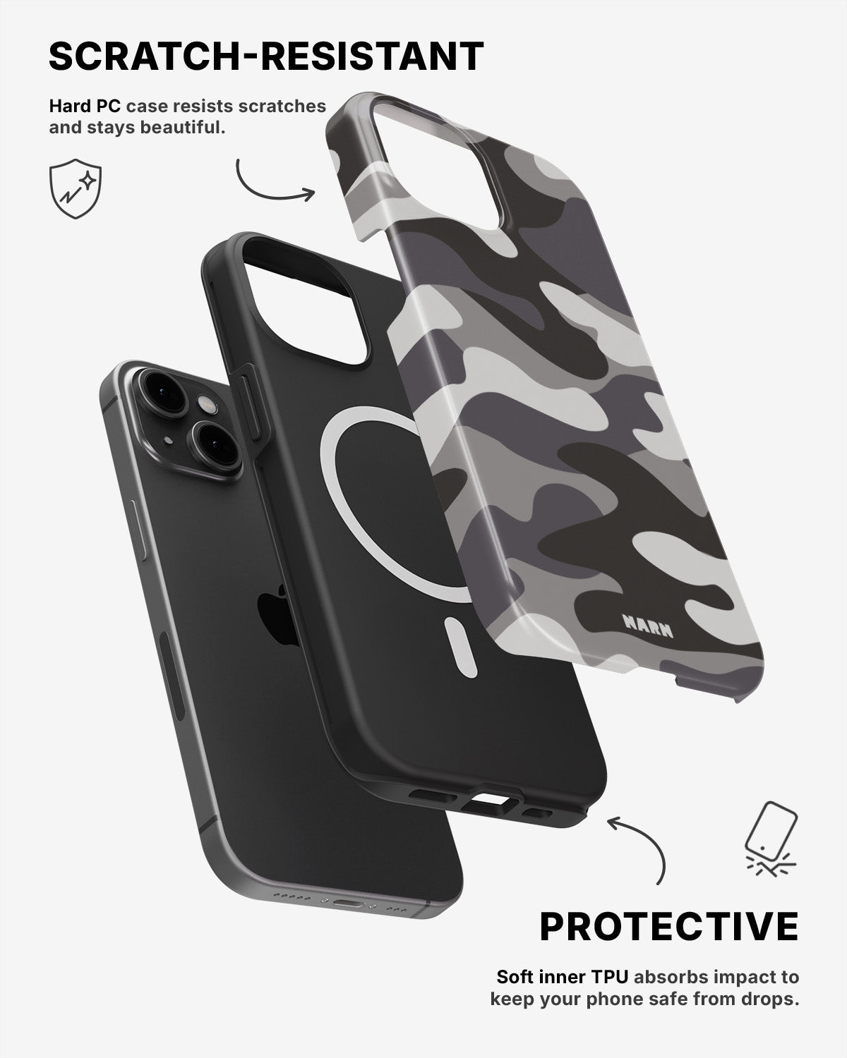 iPhone 12 / iPhone 12 Pro Tough Case – Grey Camo - View 2