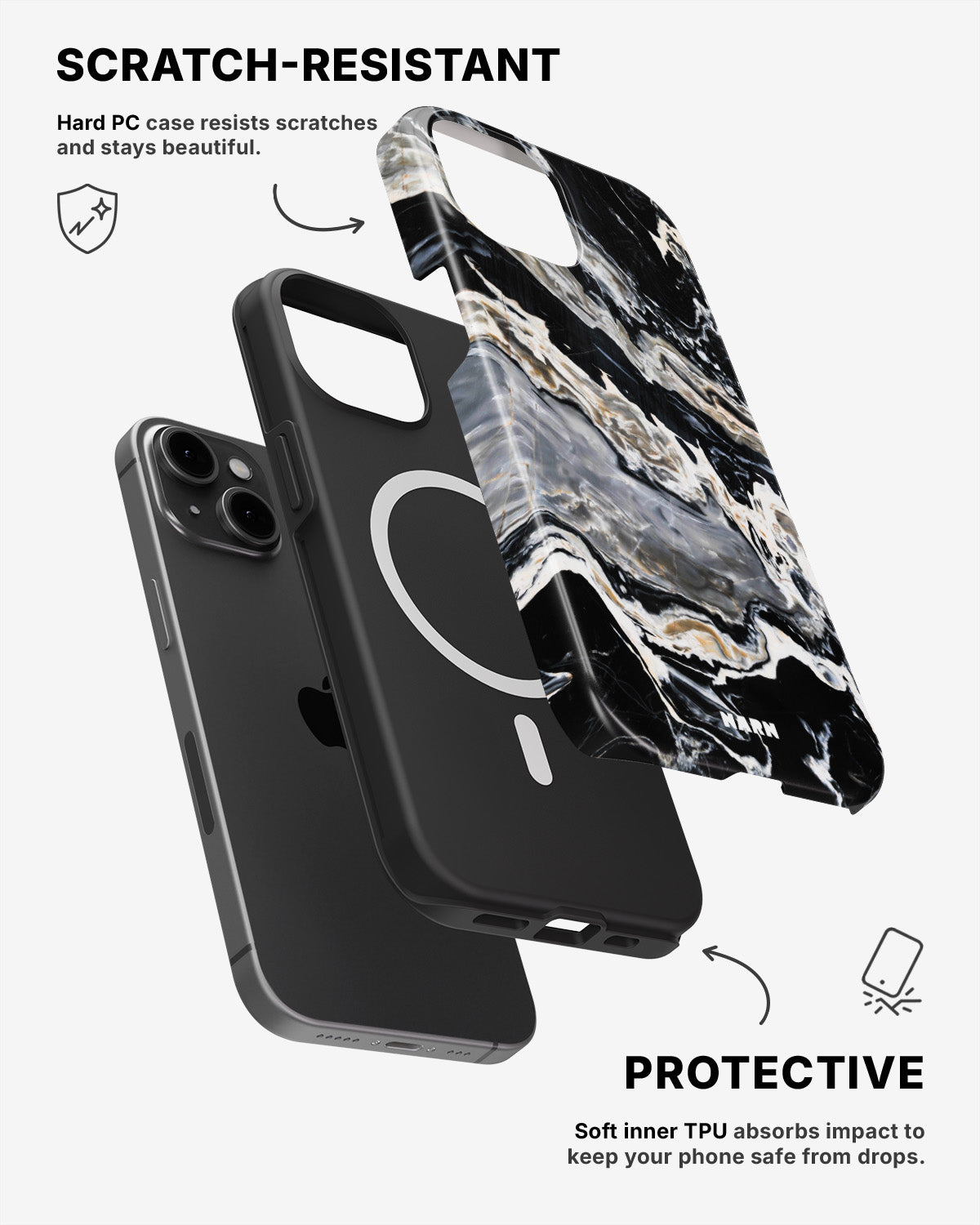 iPhone 12 / iPhone 12 Pro Tough Case – Dark Swirl - View 2