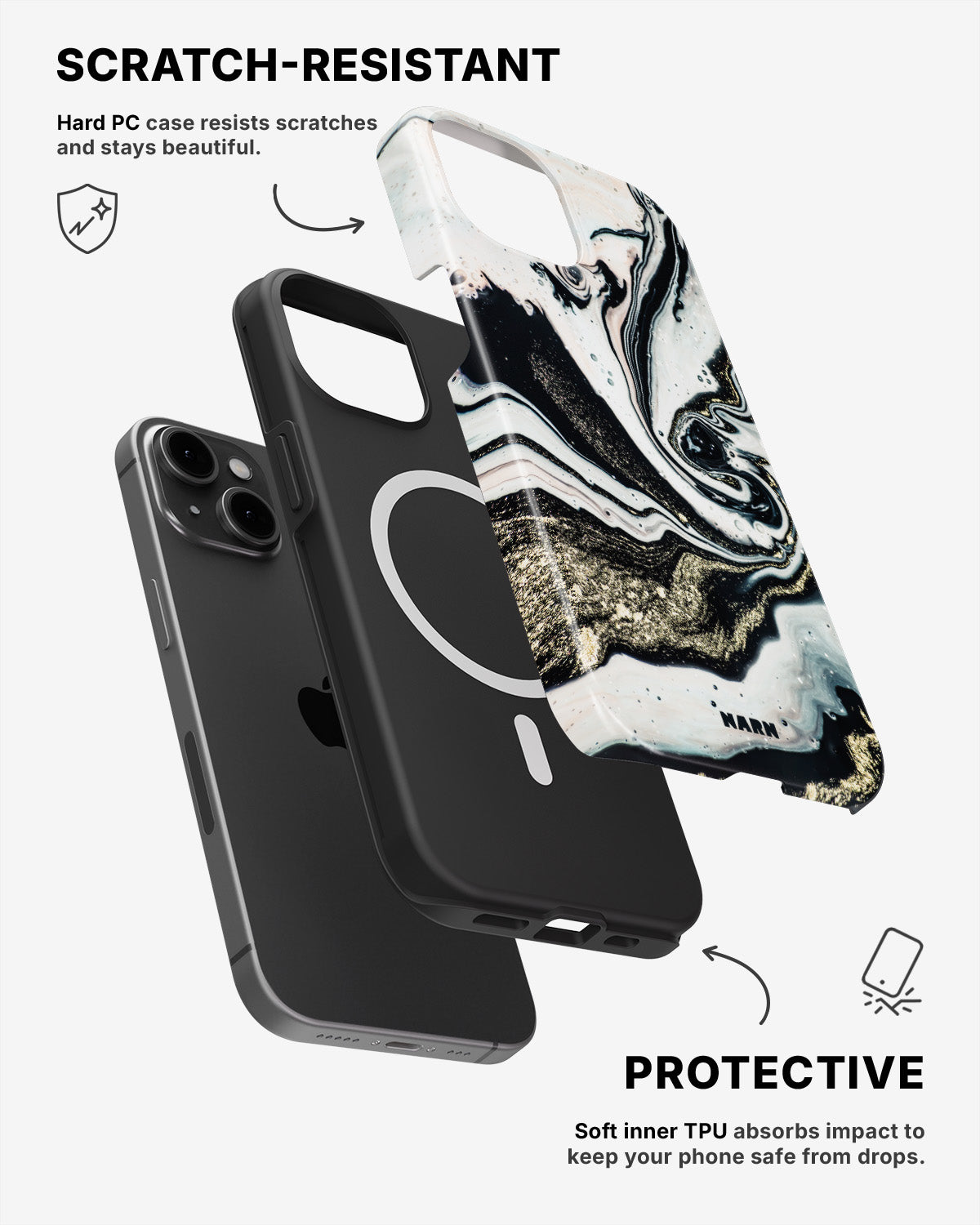 iPhone 12 / iPhone 12 Pro Tough Case – Golden Swirl - View 2