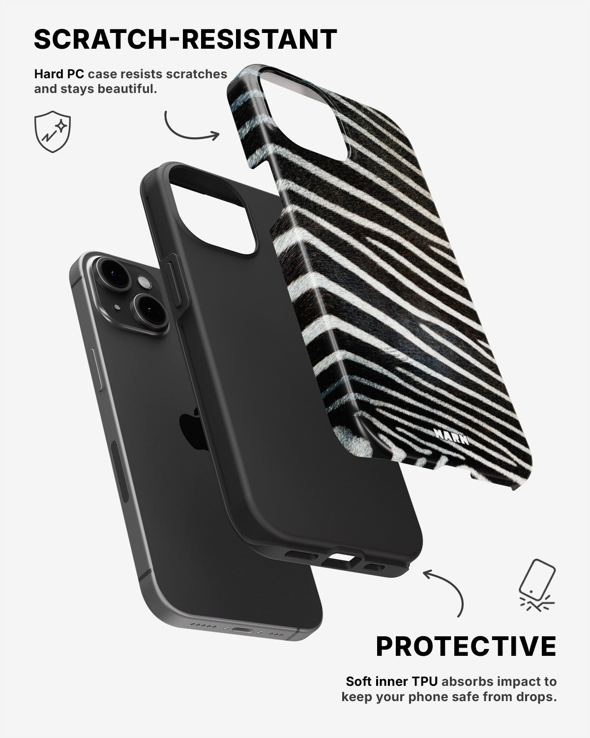 iPhone 12 / iPhone 12 Pro Tough Case – Zebra Stripe - View 2