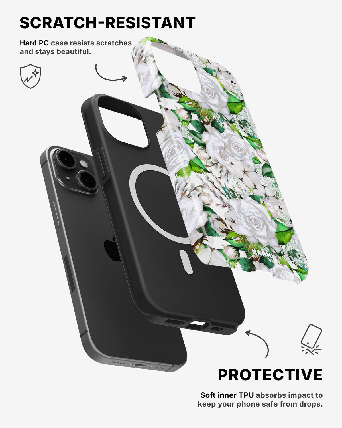 iPhone 12 / iPhone 12 Pro Tough Case – White Bloom - View 2