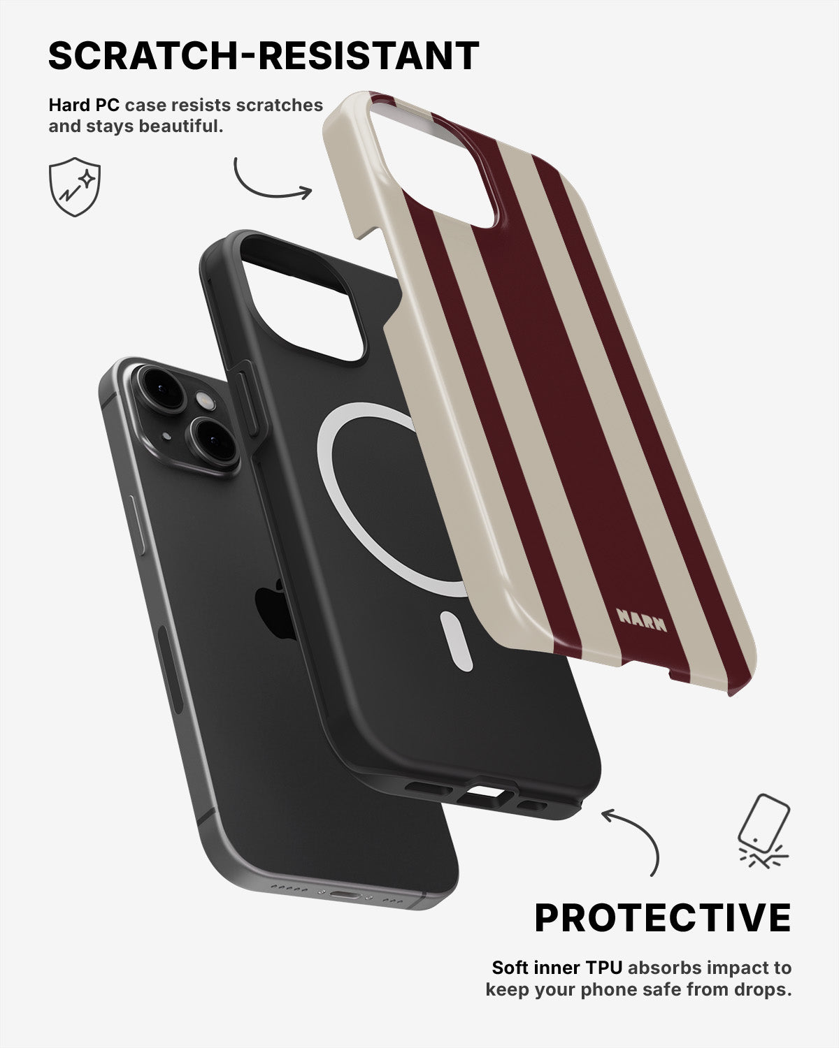 iPhone 12 / iPhone 12 Pro Tough Case – Bordeaux Stripe - View 2