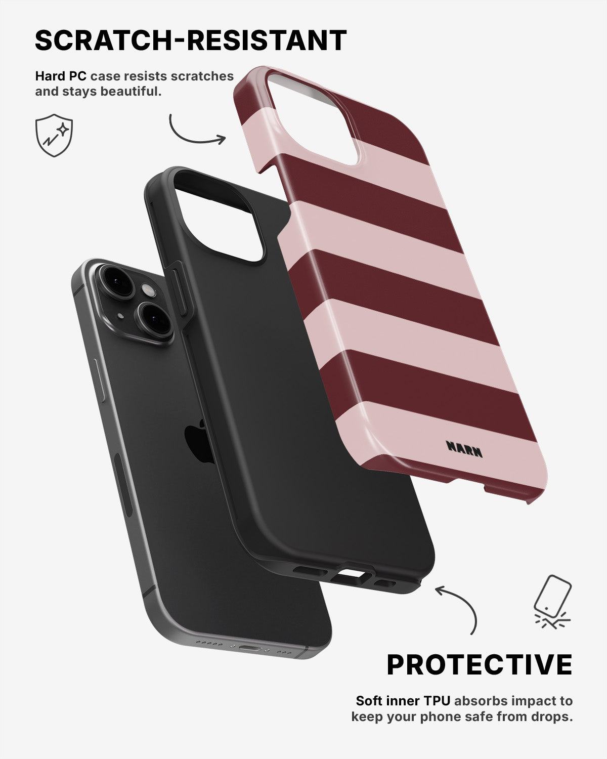 iPhone 12 / iPhone 12 Pro Tough Case – Cranberry Stripe - View 2
