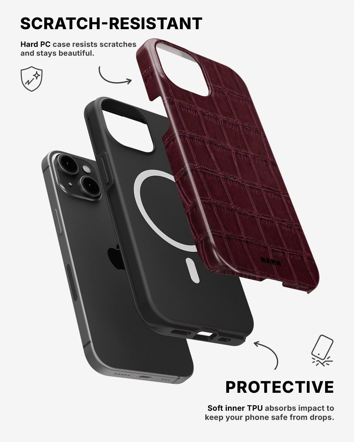 iPhone 12 / iPhone 12 Pro Tough Case – Rouge Croc - View 2