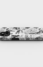 iPhone 12 / iPhone 12 Pro Tough Case – Black & White Bloom - View 3