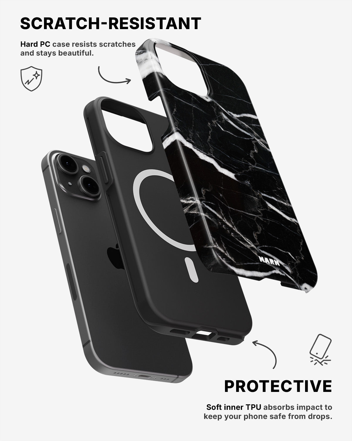 iPhone 13 Tough Case – Black Marble - View 2