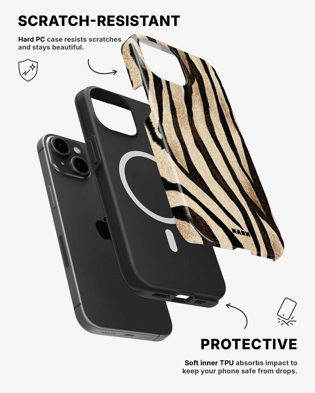 iPhone 13 Mini Tough Case – Wild Zebra - View 2