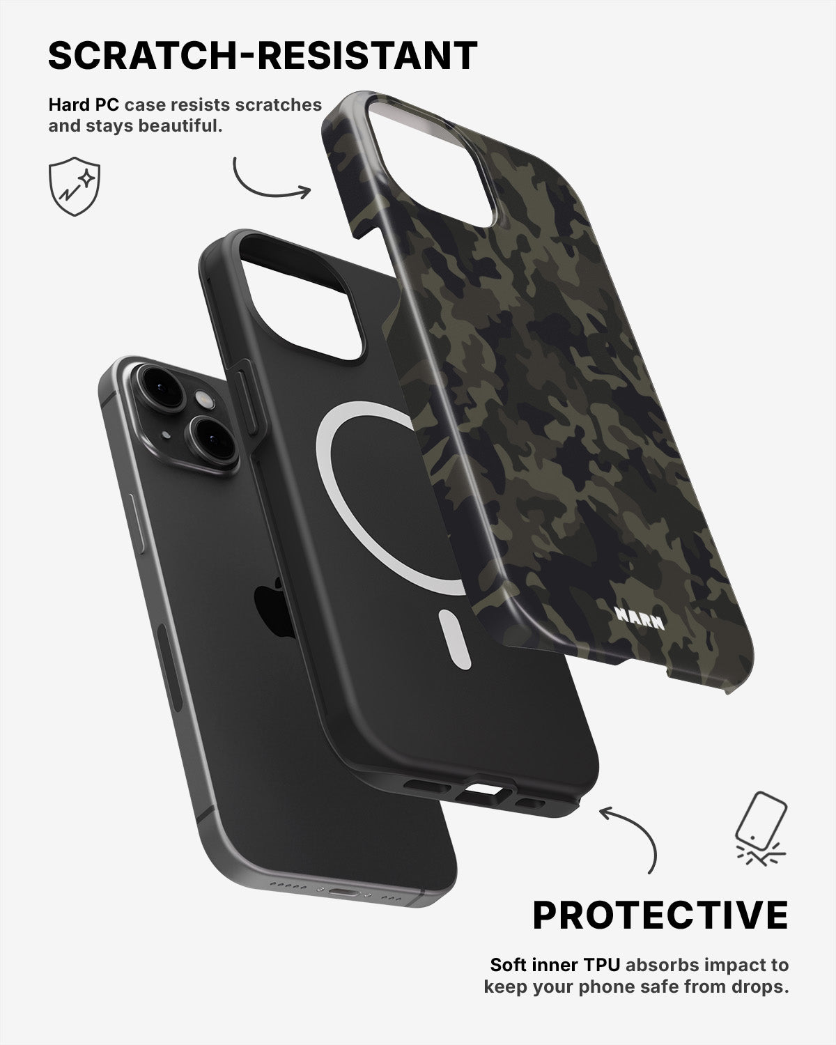 iPhone 13 Mini Tough Case – Jungle Green Camo - View 2