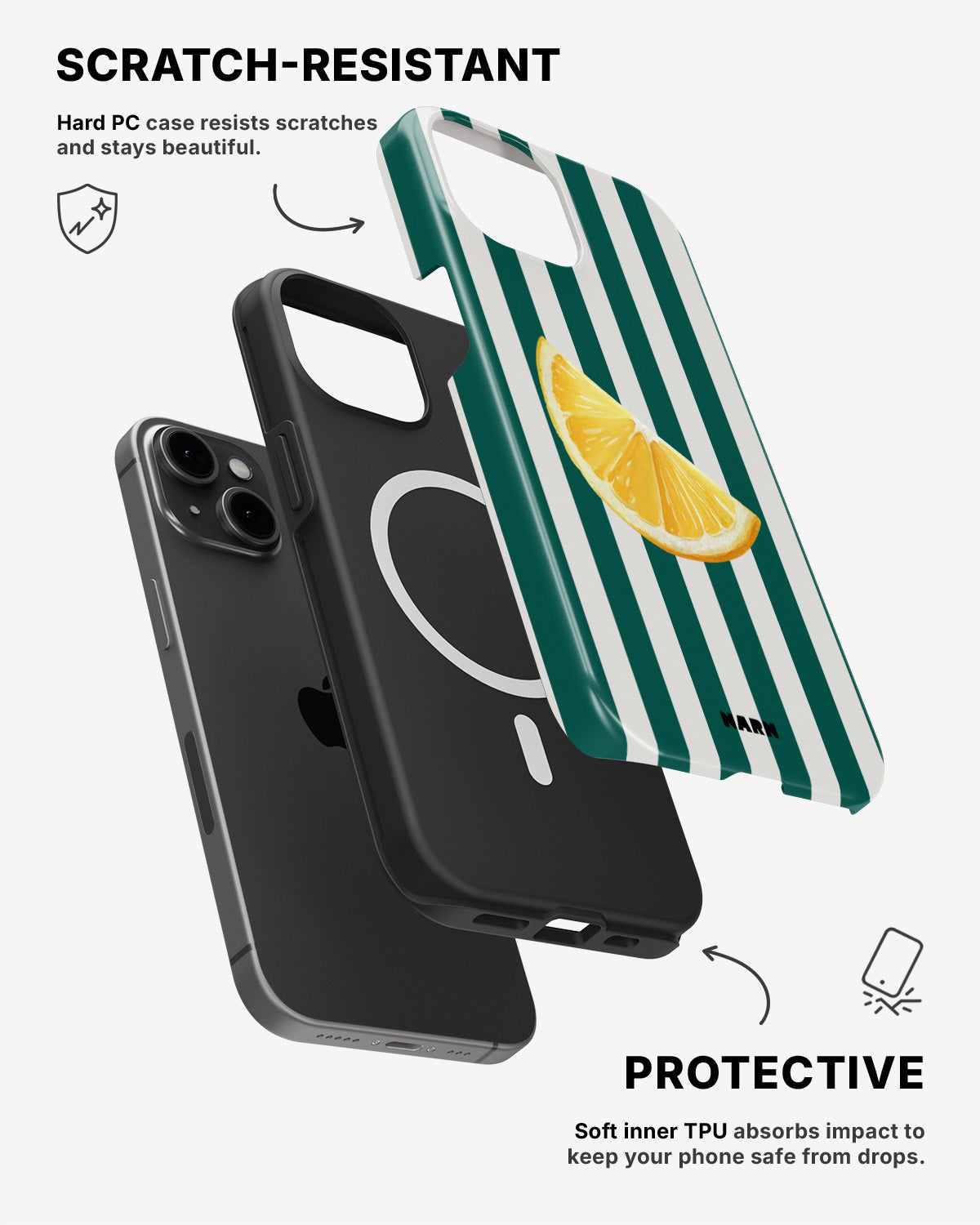 iPhone 13 Mini Tough Case – Lemon Stripes - View 2