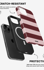 iPhone 13 Mini Tough Case – Cranberry Stripe - View 2