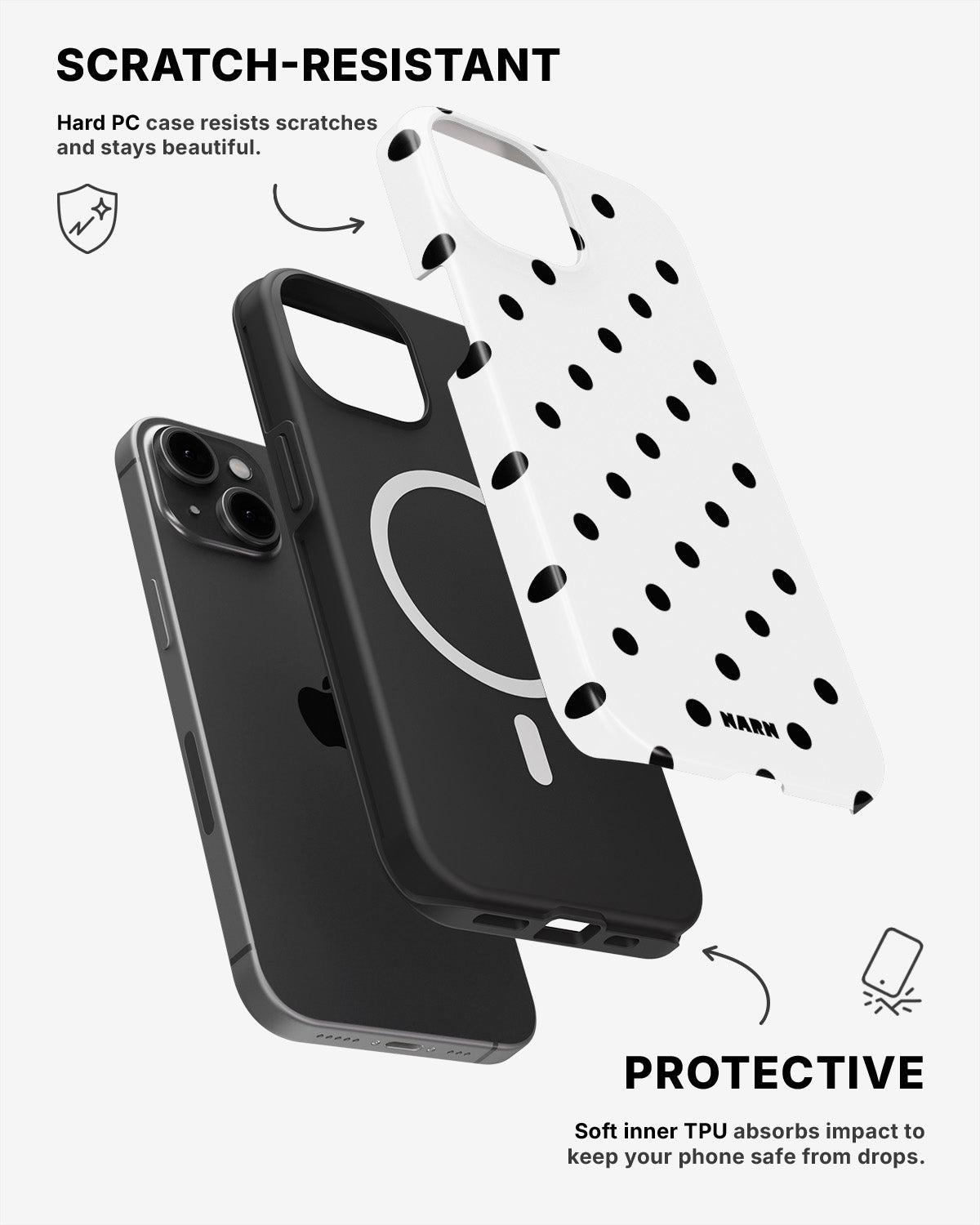 iPhone 13 Mini Tough Case – Mono Dots - View 2