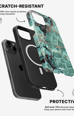 iPhone 14 Tough Case – Green Marble - View 2