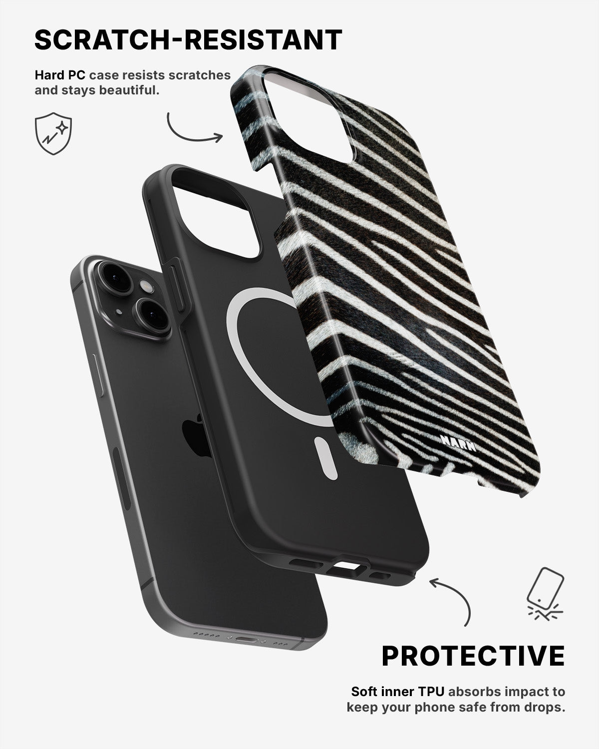 iPhone 14 Tough Case – Zebra Stripe - View 2