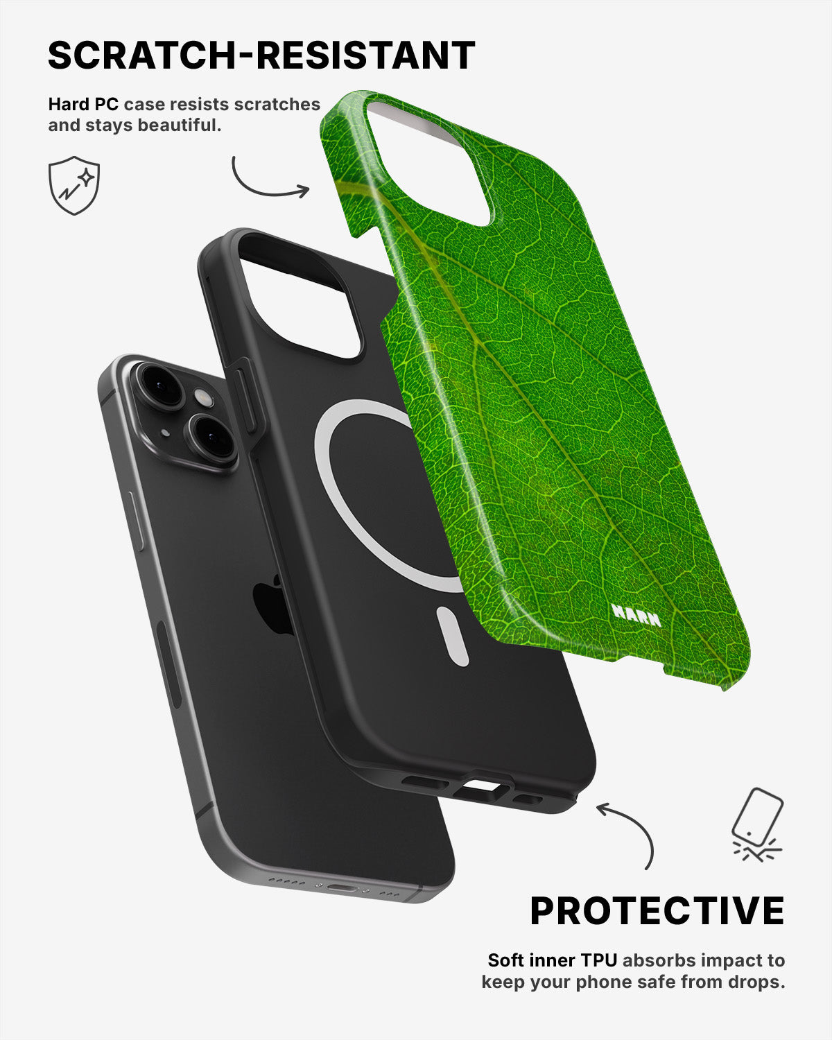 iPhone 14 Tough Case – Green Leafy - View 2