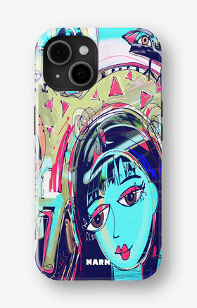 iPhone 15 Tough Case – Abstract Cat - View 1