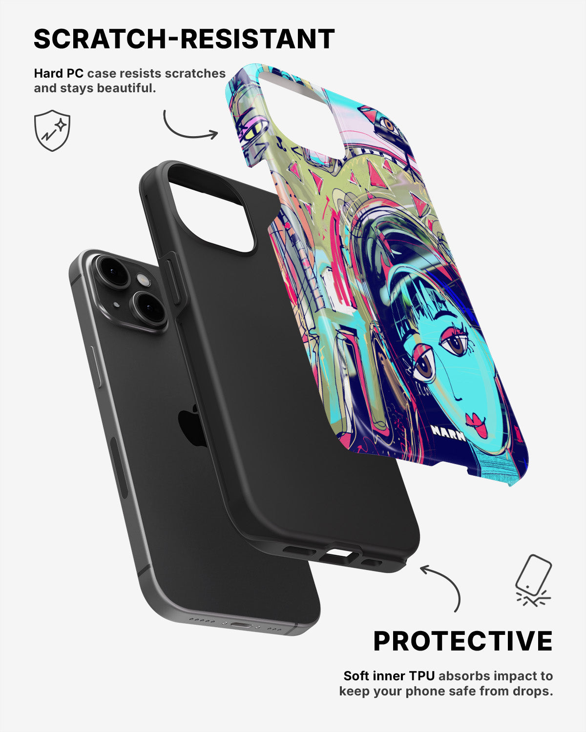 iPhone 15 Tough Case – Abstract Cat - View 2