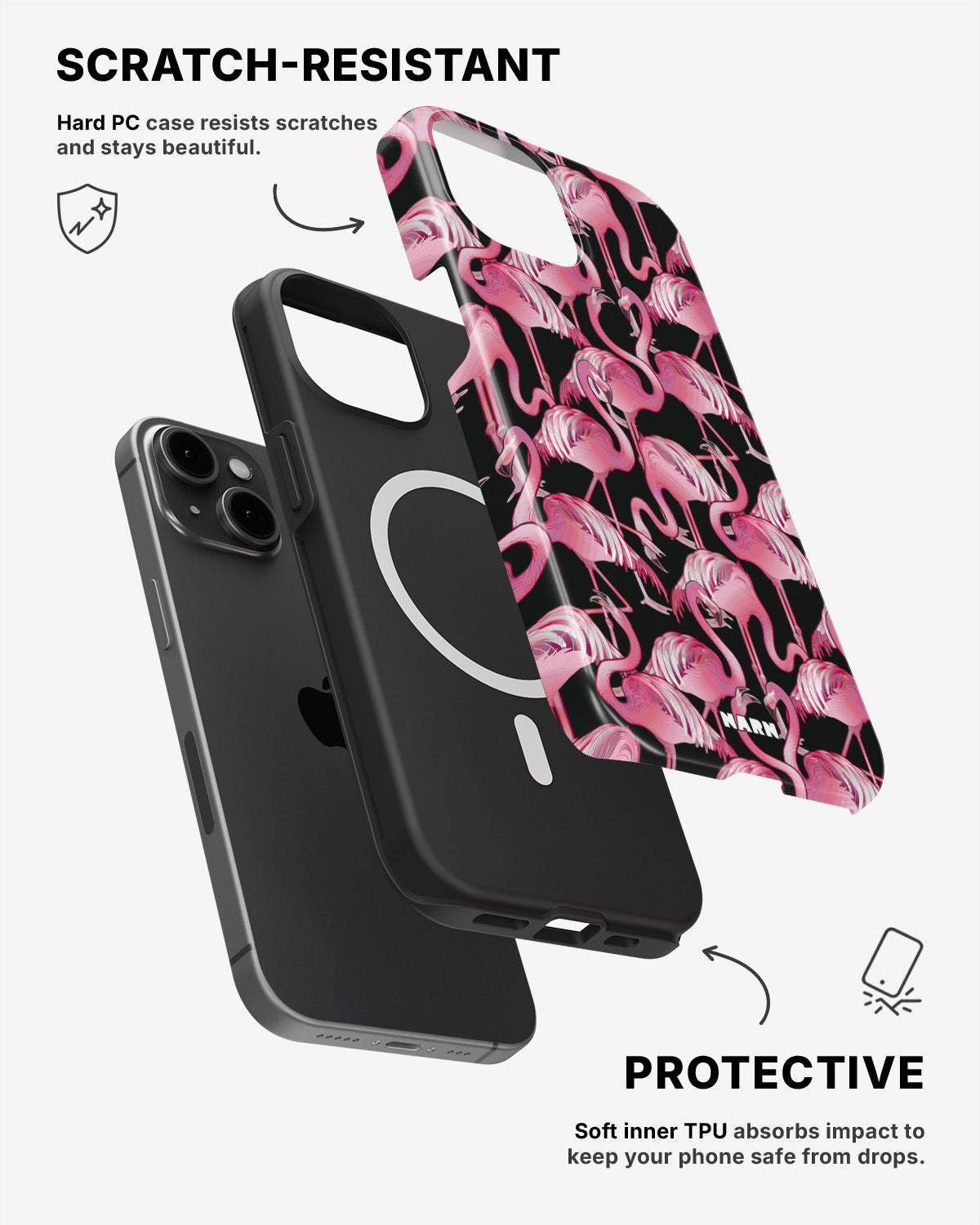 iPhone 15 Tough Case – Flamingos - View 2