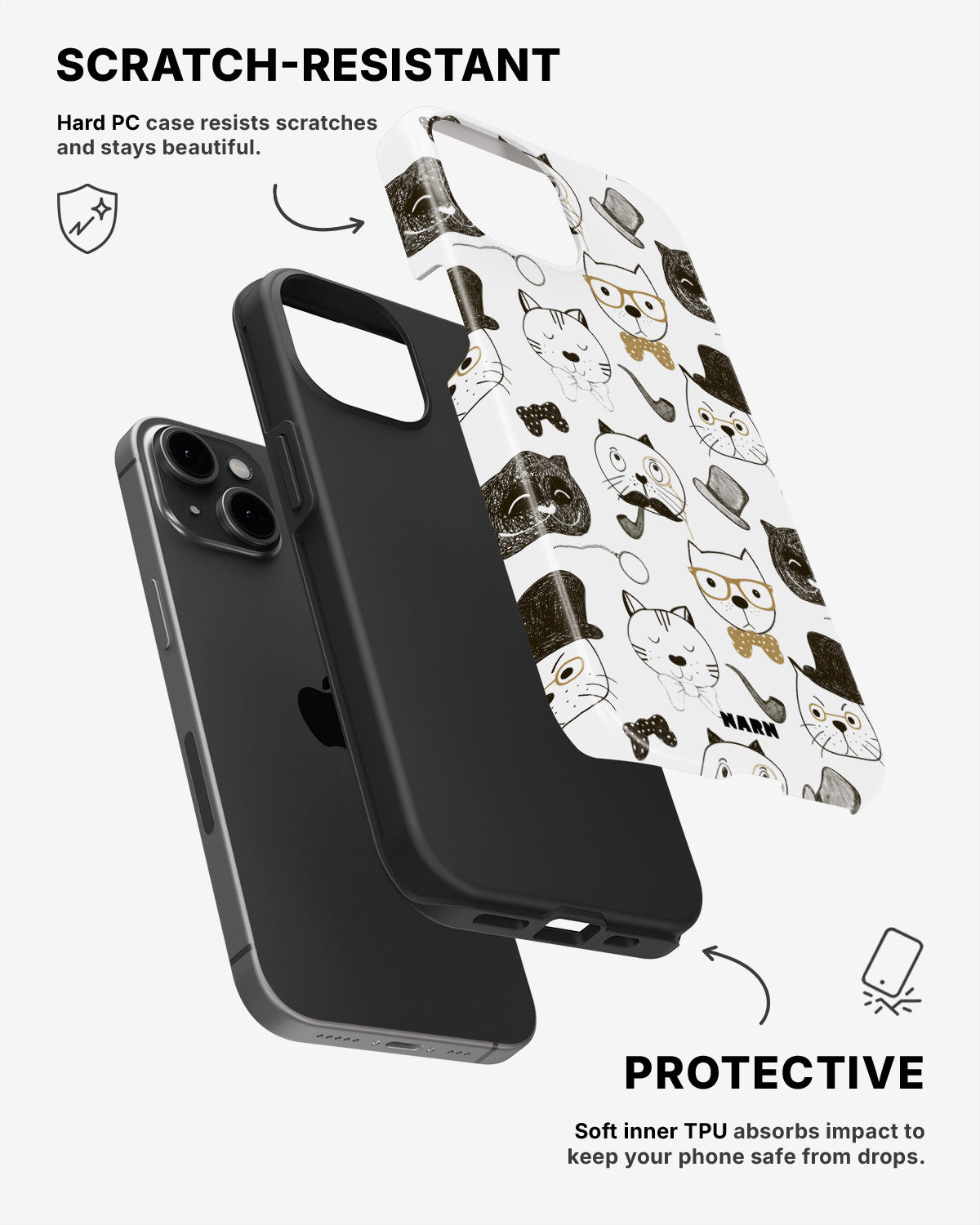 iPhone 15 Tough Case – Cartoon Cats - View 2