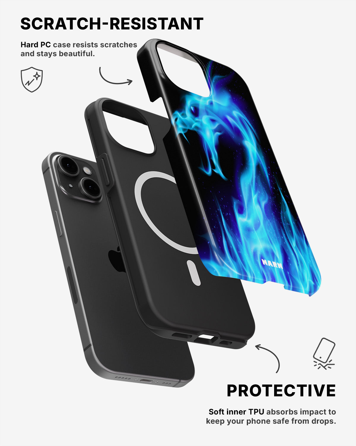 iPhone 15 Tough Case – Blue Flames Dragon - View 2