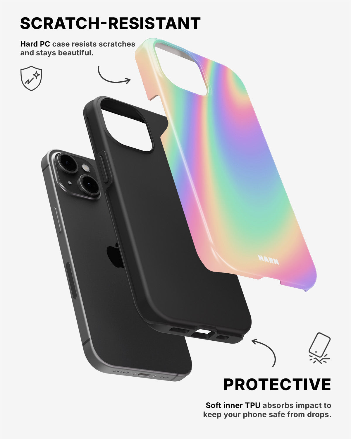 iPhone 15 Tough Case – Rainbow Haze - View 2