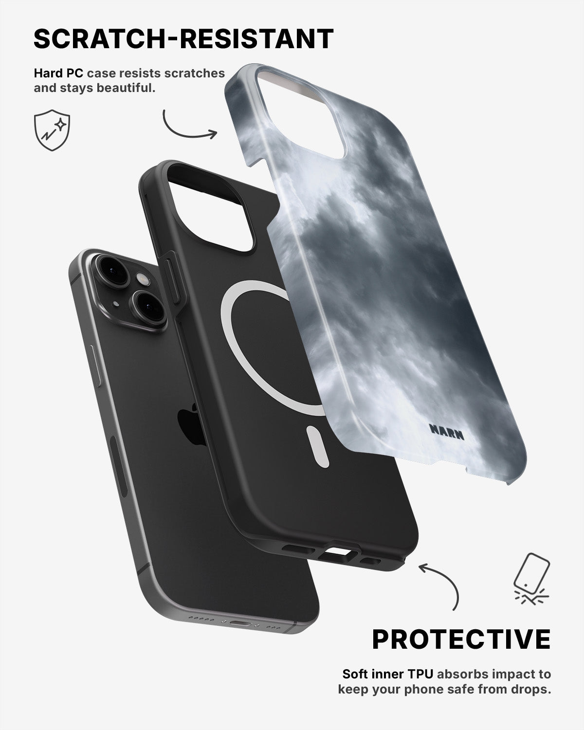 iPhone 15 Tough Case – Cloudy - View 2