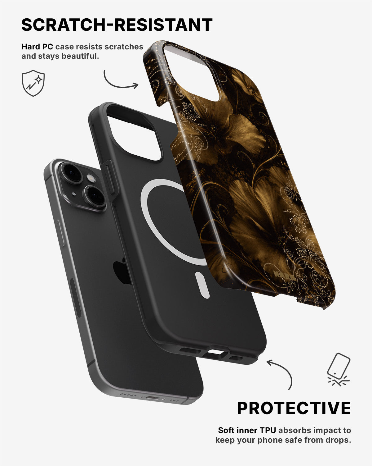 iPhone 15 Tough Case – Bloom Noir - View 2