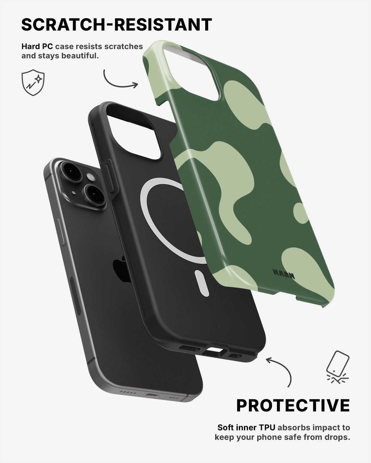 iPhone 15 Tough Case – Green Blend - View 2