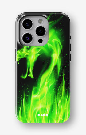 iPhone 13 Pro Tough Case – Green Flames Dragon - View 1