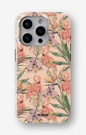 iPhone 13 Pro Tough Case – Flamingos & Flowers - View 1