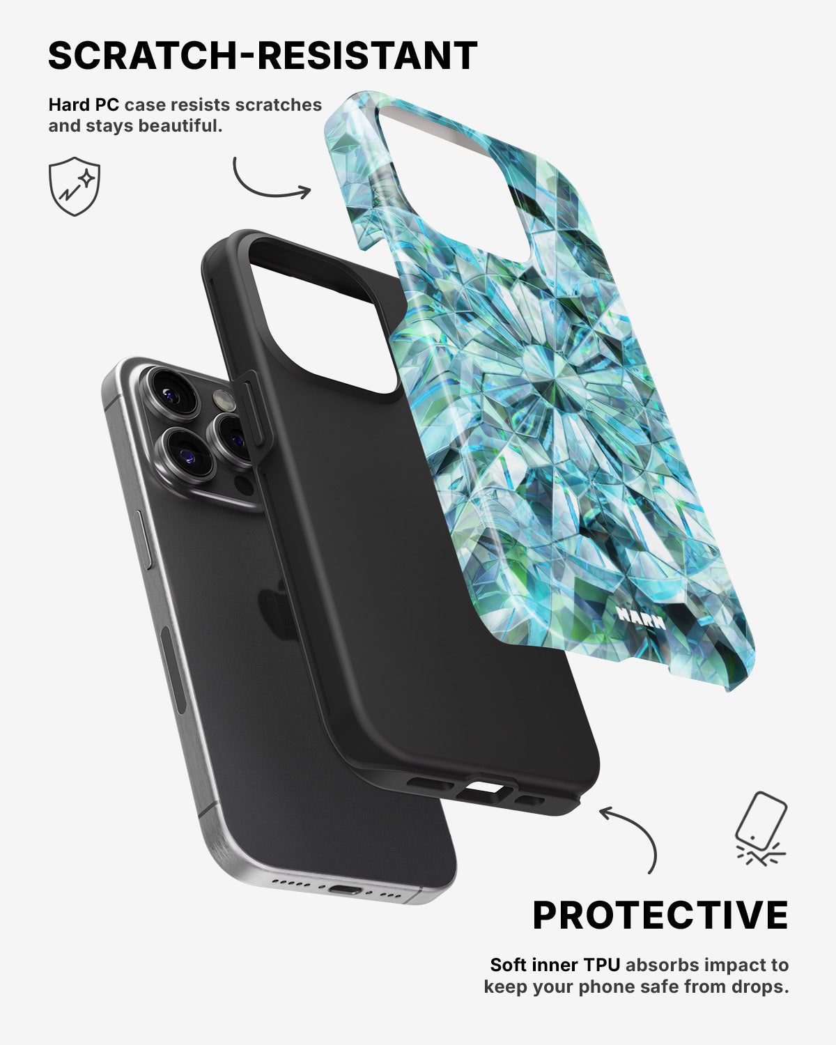iPhone 13 Pro Tough Case – Green Crystals - View 2