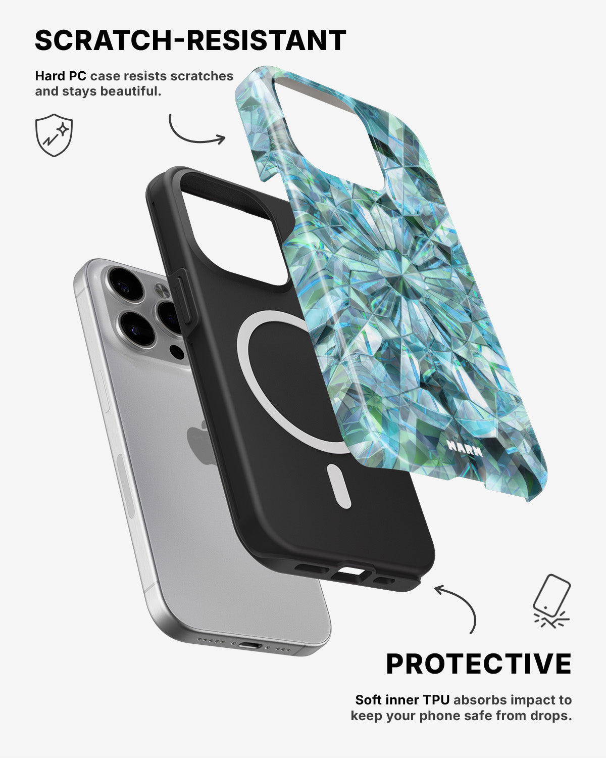 iPhone 13 Pro Tough Case – Green Crystals - View 2