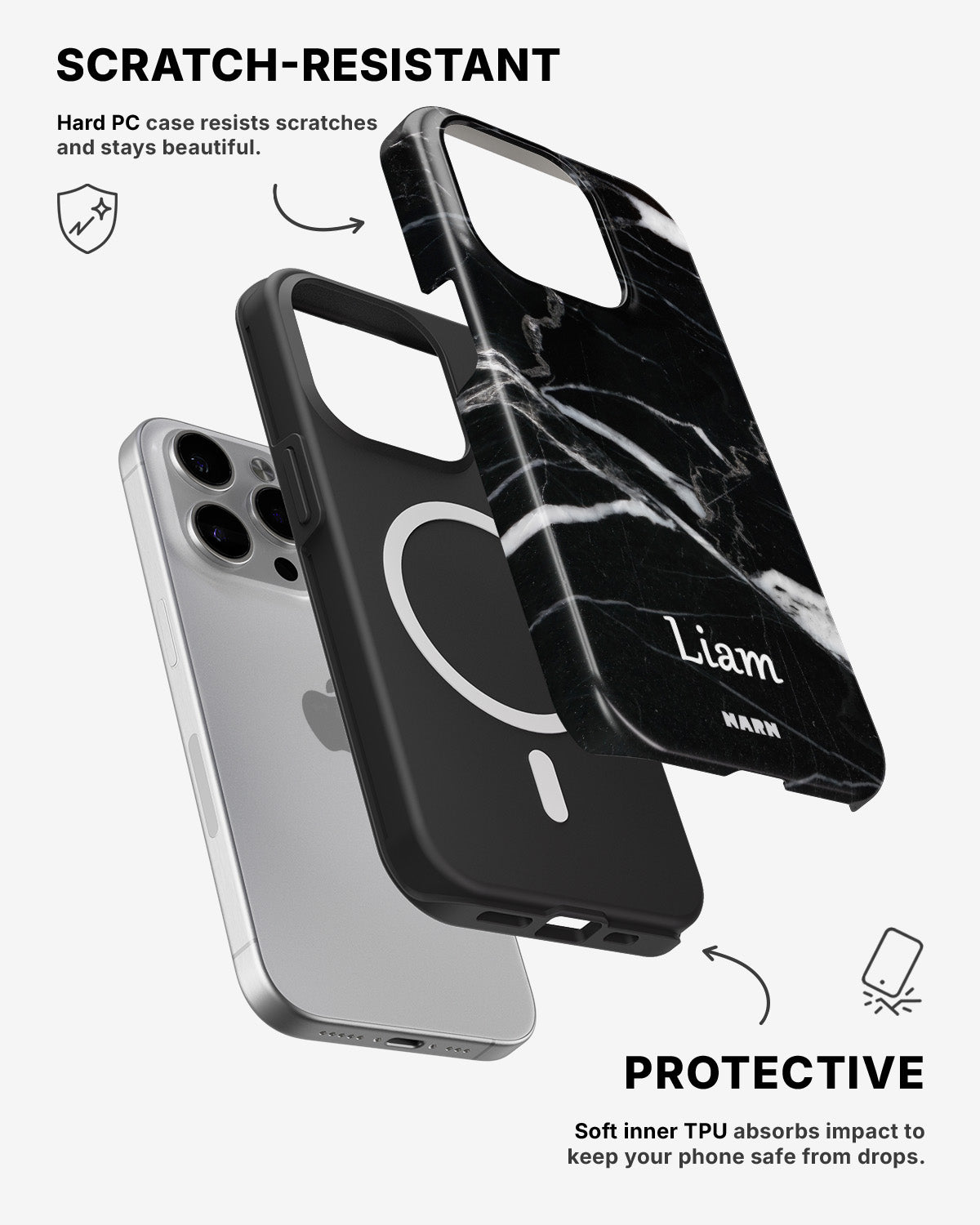 iPhone 13 Pro Tough Case – Custom - Black Marble - View 2