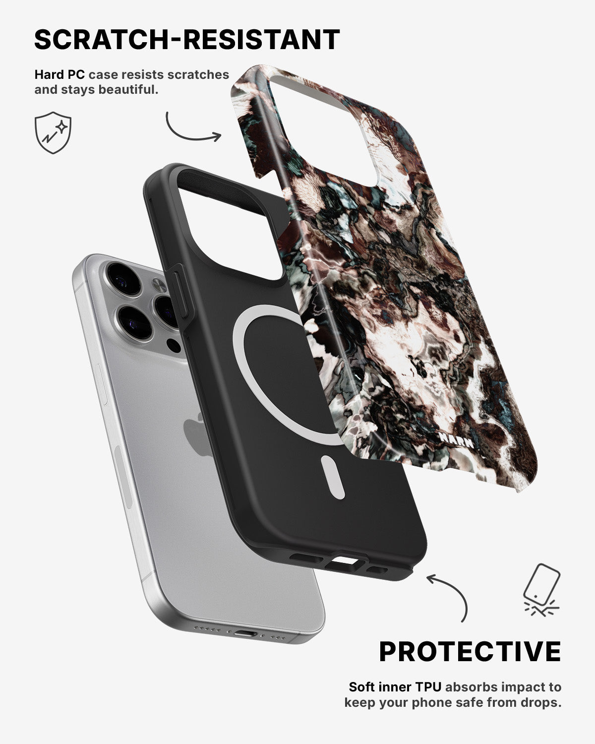 iPhone 13 Pro Tough Case – Marble Brown - View 2