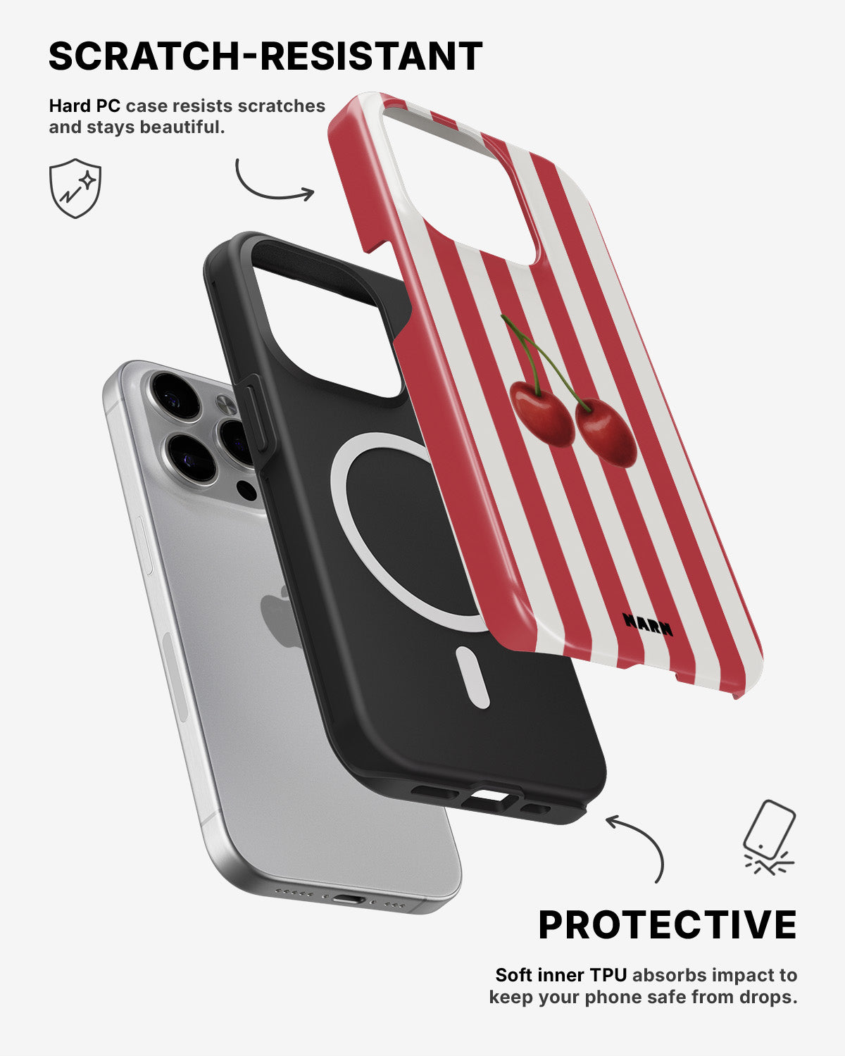iPhone 13 Pro Tough Case – Cherry Stripes - View 2