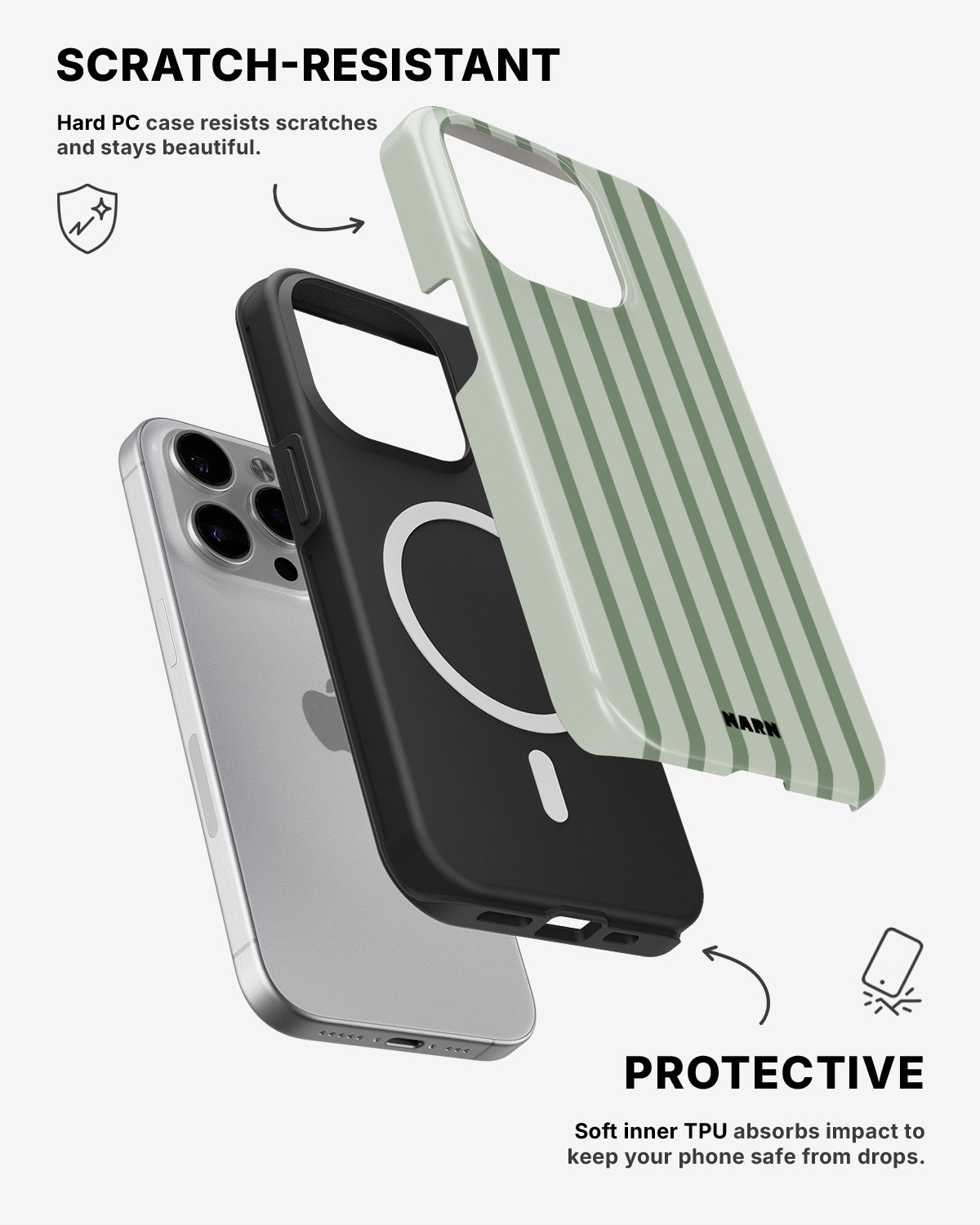 iPhone 13 Pro Tough Case – Sage Stripes - View 2