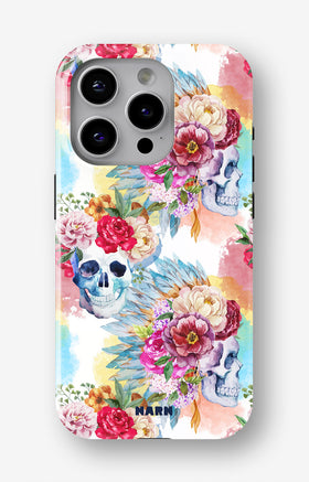 iPhone 15 Pro Tough Case – Flowered Skulls - View 1