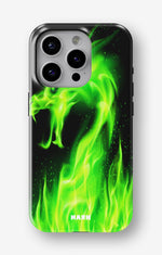 iPhone 15 Pro Tough Case – Green Flames Dragon - View 1