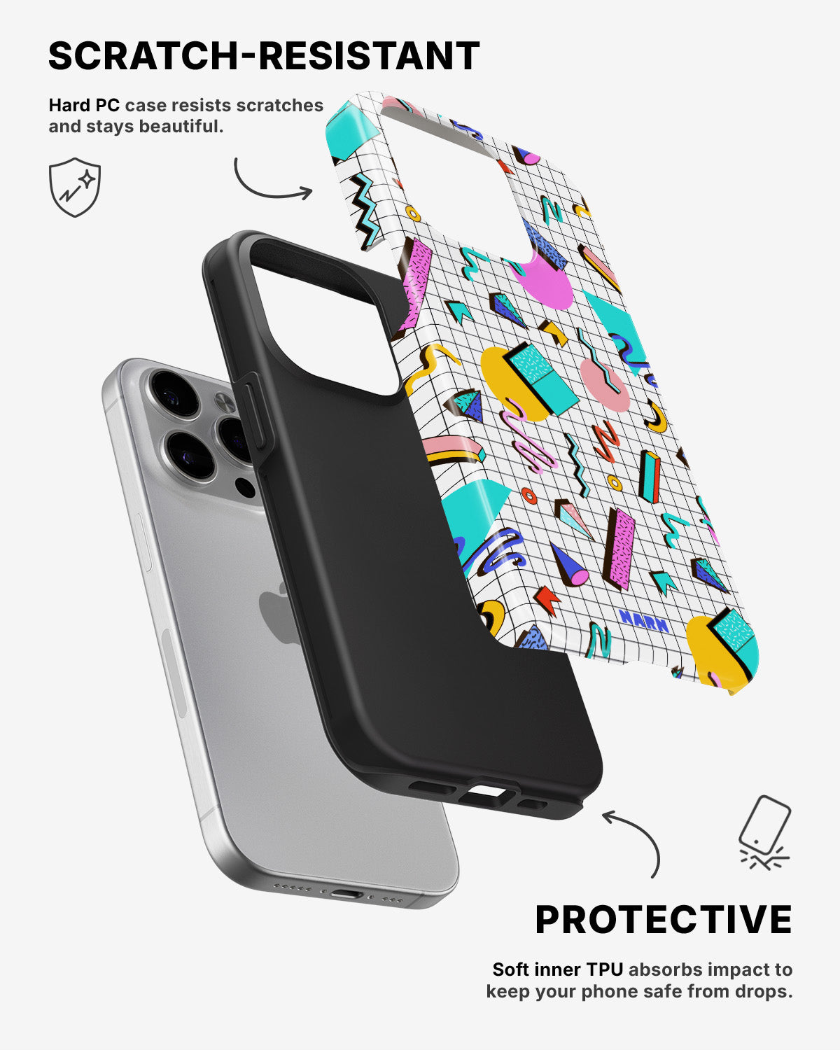 iPhone 15 Pro Tough Case – 80s Memphis - View 2