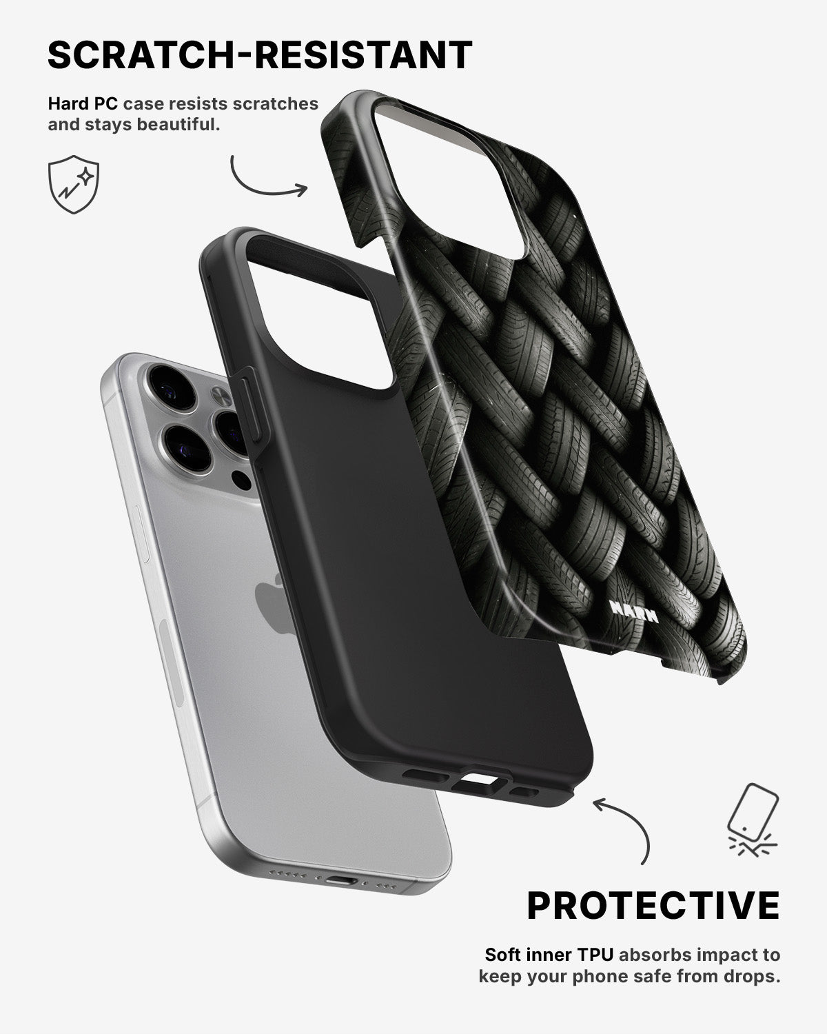 iPhone 15 Pro Tough Case – Tires Wall - View 2