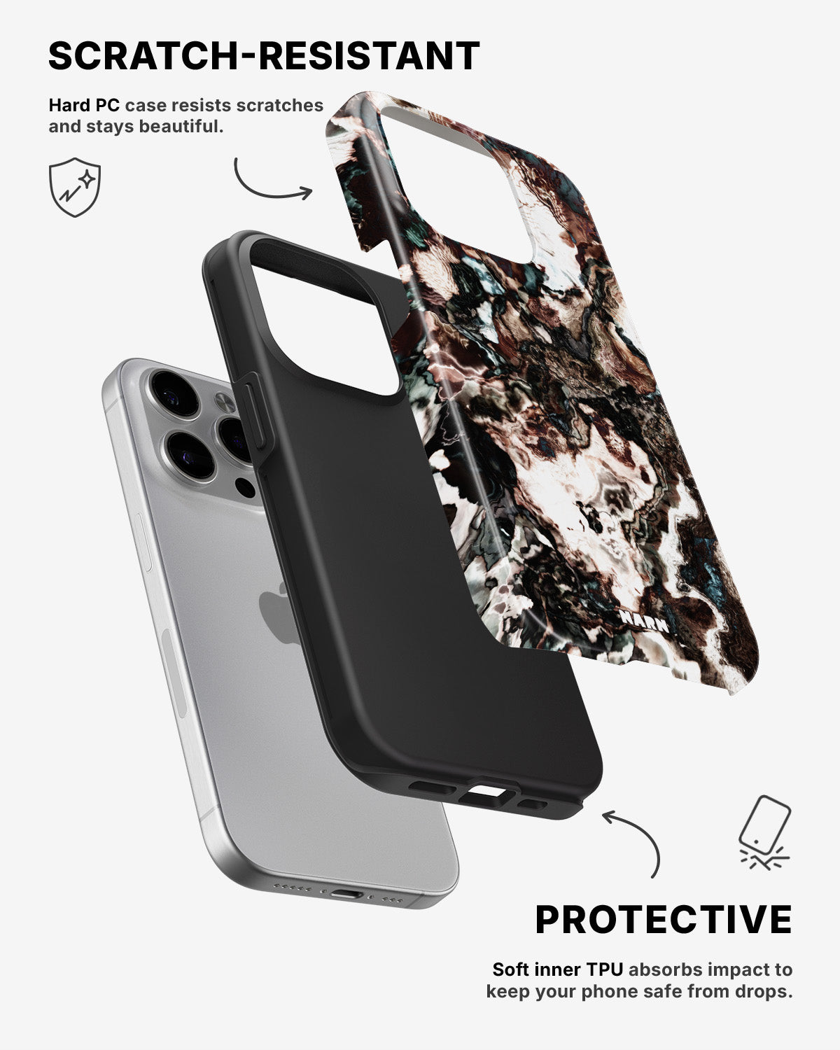 iPhone 15 Pro Tough Case – Marble Brown - View 2