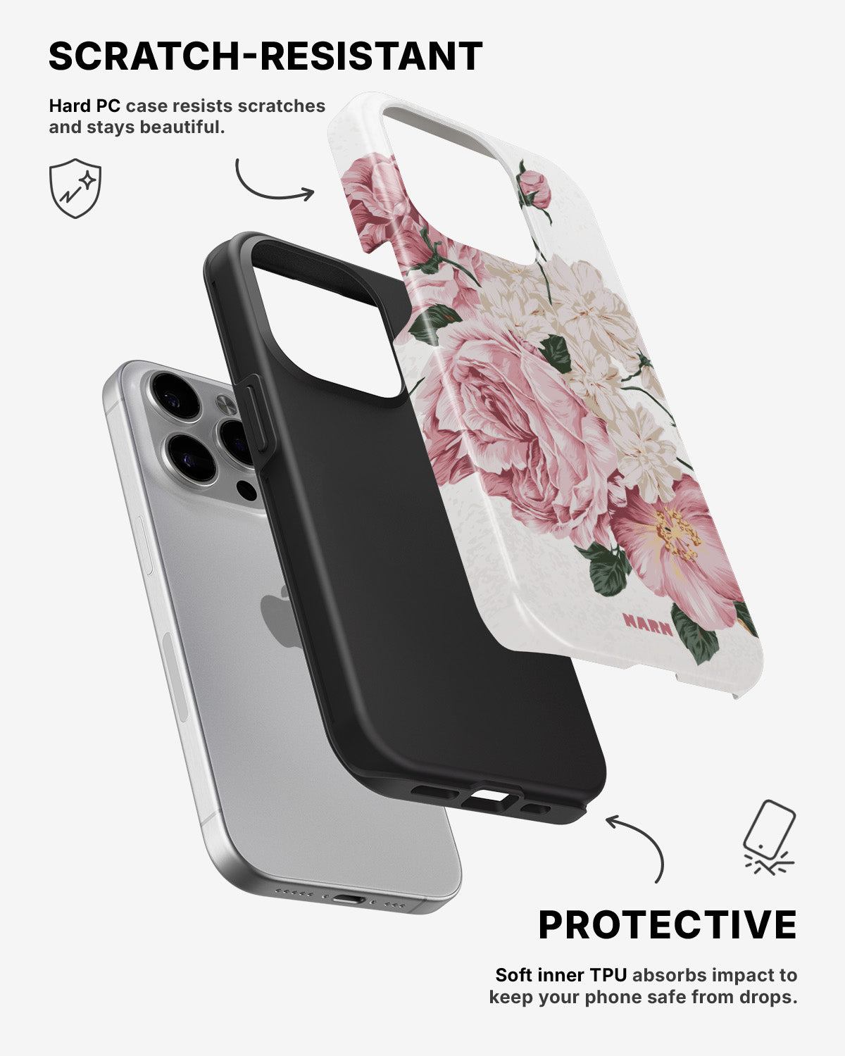 iPhone 15 Pro Tough Case – Roses - View 2