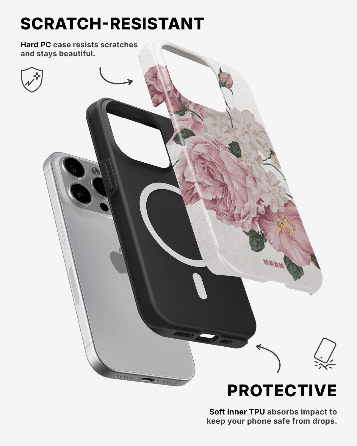 iPhone 15 Pro Tough Case – Roses - View 2